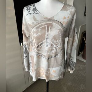 Venti6 Made in Italy Graffiti Print Lightweight Sweater – Size S - so unique!